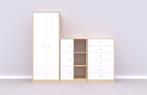 Zestaw mebli BLOX Base 6 korpus brzoza/front biały